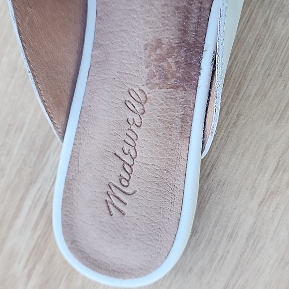 Madewell Women 8.5 Frances Skimmer Ivory Leather Pointed Toe Flat Mules - Picture 10 of 12